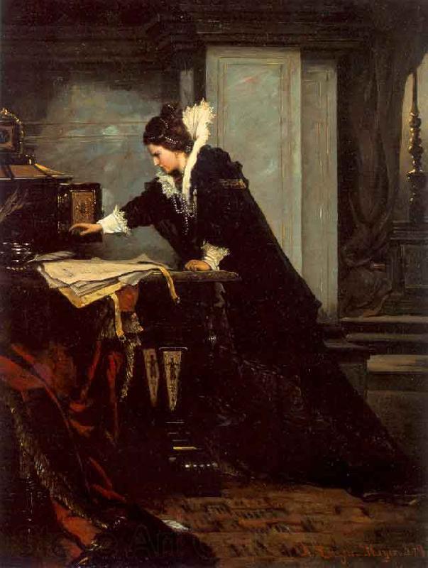 Frank Blackwell Mayer Queen Elisabeth Signs the Condemnation to Death to Mary Stuart Germany oil painting art